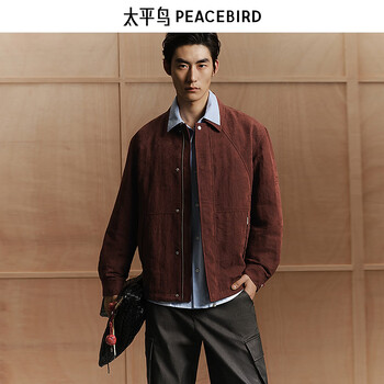 Peacebird men's wear shopping mall same style 2026 new year spring new burgundy coach jacket b2bcg1108 cabernet sauvignon 1 s