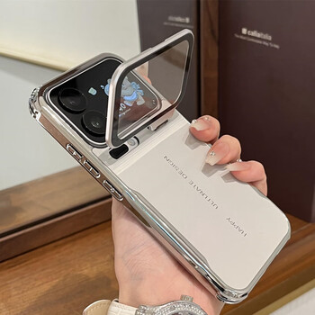 Mi 17 promax suitable for xiaomi 17 promax mobile phone case, invisible lens holder, leather texture xiaomi 17pro anti-fall advanced xiaomi 15/14 with lens film ultra new snowy white electroplated plain leather * lens film flip cover holder * blade series xiaomi 17 pro max
