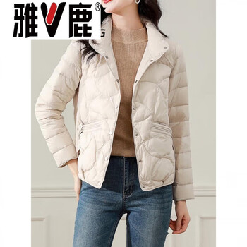 Yalu 2026 autumn and winter new down jacket women's light thin style this year's popular fashion western style high-end small white duck down jacket off-white ready in stock and delivered in seconds m _80-110 jin