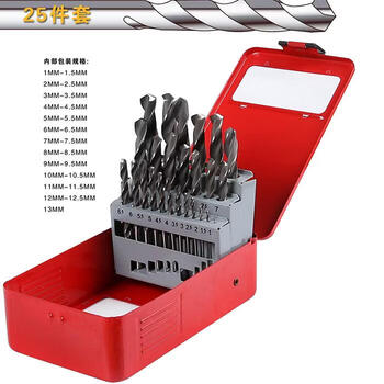 An junsheng twist drill set high-speed stainless steel angle iron special hand drill bit aluminum alloy woodworking multi-functional combination home 25-piece iron box (white diamond)