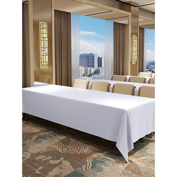 Fantasy hotel conference tablecloth event layout exhibition rectangular long table business white table cover high-end tablecloth thickened waterproof pure white 80x80cm