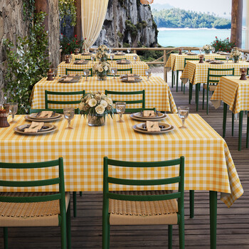 Benzhi red plaid tablecloth is light and luxurious, with a sense of luxury, waterproof, oil-proof, no-wash, anti-scalding, pvc dining table mat, restaurant barbecue tablecloth, orange small grid, powerful upgrade to prevent oil stains, 140*140cm (suitable for square tables/mahjong tables/round tables)