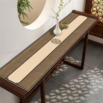 Fantasy strip table table mat pattern tablecloth tv cabinet sideboard protective mat chinese style dark brown 35x220cm