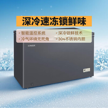 Xingx commercial deep-freezing seafood freezer, first-class energy efficiency, supermarket quick-frozen refrigeration cabinet kitchen helper-65-65 stainless steel/129mm-dw-60w300ds