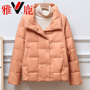 Yalu lightweight 2026 women's down jacket short stand collar loose white duck down lightweight slimming warm small mom orange s _96-120 jin