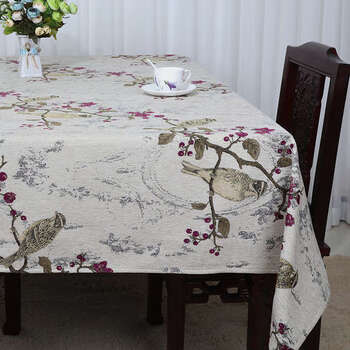 Yusen yiyi bixu cotton and linen pastoral tablecloth fabric linen dining table cloth coffee table cloth desk coffee table rectangular tablecloth rice white bird 130x180cm