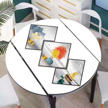 Yusenyi tablecloth thickened waterproof and oil-proof no-wash table mat shape high temperature cuttable tablecloth thick tablecloth landscape picturesque 2 80/130 103 middle oval part