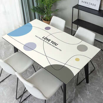Yusenyi tablecloth feng household waterproof, oil-proof, anti-scalding, no-wash coffee table table mat, dining table mat, line dot, leather table mat customization