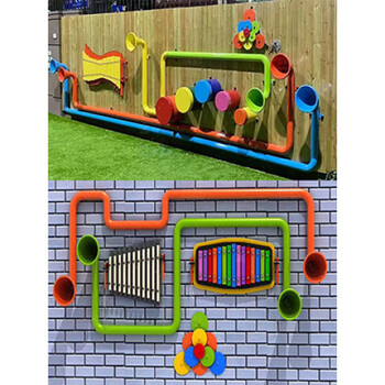 Kindergarten outdoor children's percussion instrument customized indoor and outdoor wall microphone percussion drum metal combination toy gray