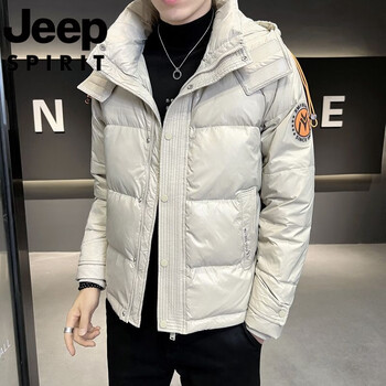 Jeep international brand down jacket men's 2025 winter new hooded short warm thickened youth casual jacket yr9917 khaki m