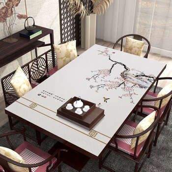 Yusenyi table mat wind tablecloth waterproof and oil-proof no-wash dining table mat desktop tablecloth anti-scalding coffee table mat meixiang heat insulation and anti-scalding one pad can be done 15 years of professional manufacturing chinese table mat 90x180cm