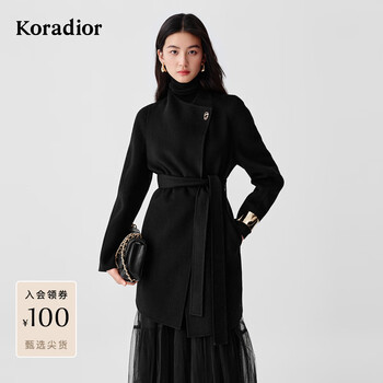 Keletier magnificent coat 25 winter new 100 sheep wool double-sided wool coat women's medium long jacket black l