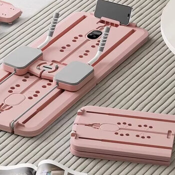 Adjustable resistance abdominal wheel board fitness leg machine home exercise pilates silent automatic rebound ski foldable pink three-speed resistance abdominal wheel + push-up frame + kneeling pad drawstring foldable without slipping