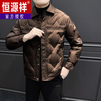 Hengyuanxiang lightweight men's high-end down jacket winter men's down style 2025 new winter workwear parka coffee color m recommended within 120 pounds