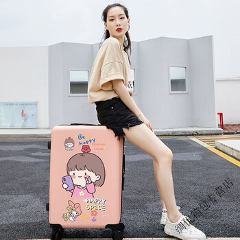 Ye yu graffiti travel box female student cartoon suitcase personalized password trolley case cute boarding case desert pink/selfie girl 20 inches