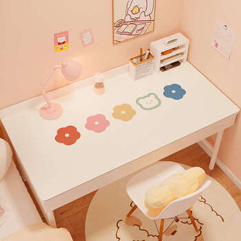 Yusenyi learning desk mat writing table mat student dormitory waterproof and oil-proof computer tablecloth blue 14 p186 cute flower 90x160cm