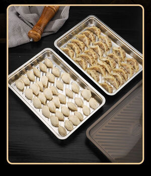 Midelle sudelle 304 stainless steel dumpling wonton plate thickened fresh-keeping frozen storage box household refrigerator quick-frozen tray shoot one and two with lid shoot one and two with lid