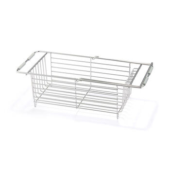 Wings retractable sink drain basket kitchen storage rack model 622 silver white
