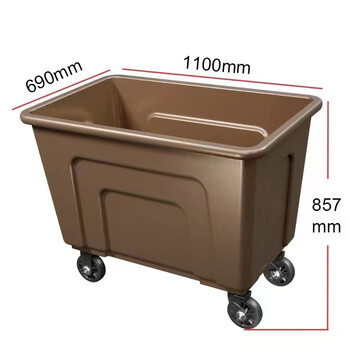Southern extended and thickened plastic linen truck hotel large cleaning truck laundry room garbage truck large capacity wheel thickened plastic_brown_1110*690*857mm_plus