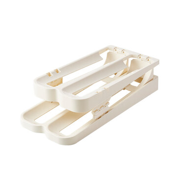 Anjieda folding rolling refrigerator egg storage box side door egg rack holder kitchen organization fresh storage artifact egg compartment white double set approximately holds 26-28 eggs