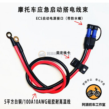 Workhorse locomotive battery emergency start power cord fire wire connecting wire clip 12v mobile charging fire wire emergency start wire silicone pure copper 50cm (5 square meters 100a10aw