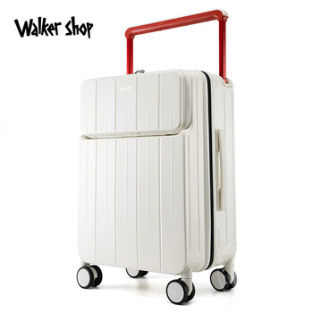 Walker shop front opening multifunctional suitcase fashionable wide trolley carry-on suitcase password business travel suitcase white 20 inches