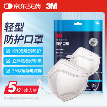 3m mask 9513 lightweight n95 three-dimensional kn95 anti-sandstorm anti-droplet anti-haze particles white 5 pieces