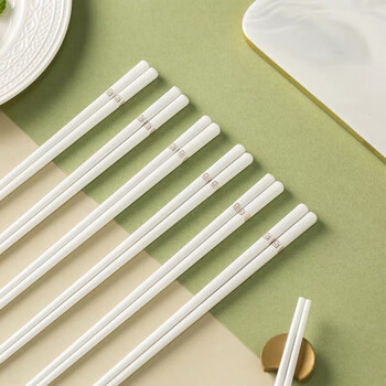 Tuojin jingdezhen quality household pure white chopsticks, easy to clean, non-deformable and high temperature resistant ceramic chopsticks, gold inlaid jade chopsticks, 10 pairs