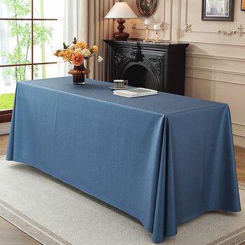 Wing fantasy no-wash hotel rectangular event conference tablecloth hotel restaurant tablecloth waterproof and oil-proof dessert table buffet table dark blue 19# customized size