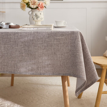 Caizhi dining tablecloth light luxury high-end sense high-end cotton and linen japanese solid color thickened rectangular fabric tablecloth coffee table 59 gray 140x300
