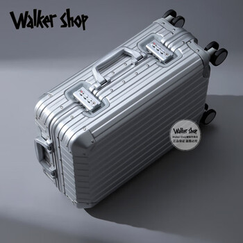 Walker shop luggage all aluminum magnesium alloy trolley case universal wheel coded boarding case unisex business suitcase silver 24-inch check-in case