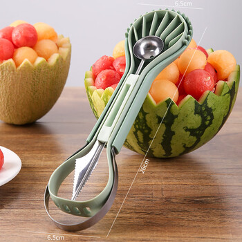 Complete fruit shape mold, fruit cutting tool set, watermelon scooper, platter, carving pattern knife, scooping spoon, fruit styling set (3-piece set)