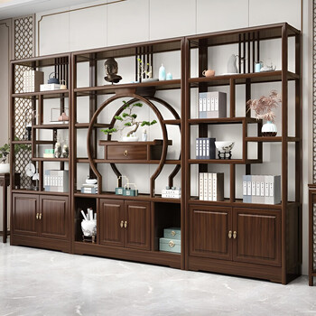 Fansenrong 2026 new solid wood ancient shelf new chinese style duobao pavilion display cabinet decorative ornaments wine cabinet storage bookshelf longxiang ancient shelf three combinations