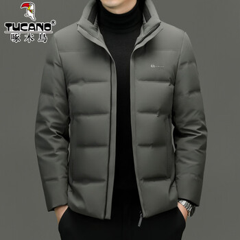 Woodpecker 90 white duck down jacket men's casual business stand collar short thickened warm dad winter jacket men 6183 gray green m 170