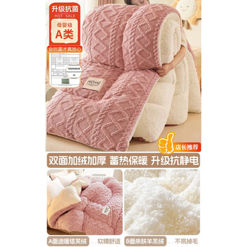 Fantasy blanket throw blanket bed for student dormitory single quilt water-rippled bean paste powder type a taffeta lambsmere double-sided velvet 180x220cm double throw blanket 6kg thickened warmth anti-static
