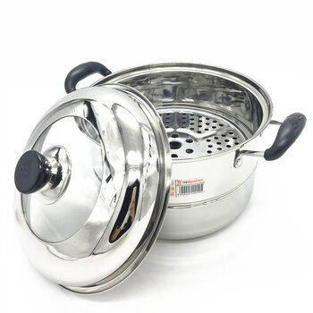 Tuojin imported high-quality stainless steel steamer from japan, household small and large soup pot, one layer, single layer, double bottom, double layer, thickened and double bottom, single layer 26cm