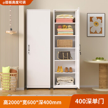Ruite dechuang thickened steel wardrobe sun-proof and moisture-proof balcony cabinet double-door storage cabinet household door debris iron cabinet with lock height 2000 width 600 depth 400-single door self-installation