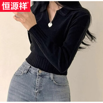 Hengyuanxiang new year's new year's red top women's sweater 2026 autumn new outer wear bottoming western style zodiac year knitted short black s