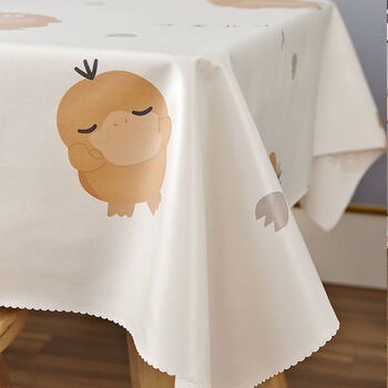 Fantasy and tasteless tablecloth fabric waterproof and oil-proof anti-scalding disposable coffee table round table desk ins internet celebrity student animation home 110x110cm party dog rice waterproof and oil-proof