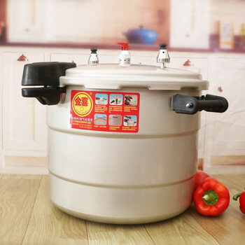 Tuojin german imported quality household pressure cooker pressure cooker gas induction cooker universal commercial explosion-proof large extra large capacity double steam grid open fire for 45-60 people_32 liters (45-38cm