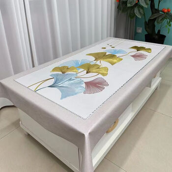 Fantasy high-end tablecloth waterproof, oil-proof, anti-scalding, no-wash simple tablecloth 2025 latest coffee table cloth ginkgo leaf 90x150cm universal dining table coffee table