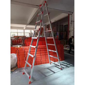 Wuhan thickened aluminum alloy herringbone ladder double-sided ladder folding ladder household ladder 1.5 meters 2 meters 3 meters 3 meters double-sided ladder