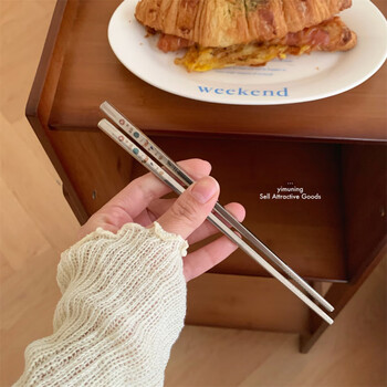 Corning (visions) same quality yimuning 316 stainless steel chopsticks and spoon set portable tableware for traveling students to work alone 316 small crab single chopsticks