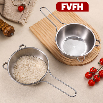 Fvfh german stainless steel washing dish artifact rice washing sieve rice washing basin fine hole filter spoon kitchen sink draining fruit basket rice washing artifact 1 pack stainless steel rice washing sieve