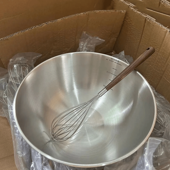 Kete bright solid wood handle 304 stainless steel egg beater cream stirrer egg stirring stick home baking kitchen walnut handle egg beater