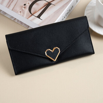 Domestic products carefully selected 2025 new color love hardware wallet multi-card buckle mobile phone women's long wallet black