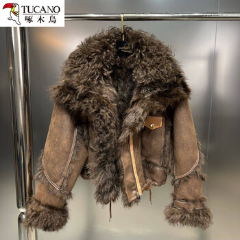 Woodpecker 2026 winter new lamb velvet lapel long-sleeved inner liner furry thickened fur all-in-one cotton coat street trend m