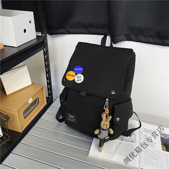 Ye yu backpack boys fashion large capacity travel backpack junior high school simple college student versatile school bag pure black single bag