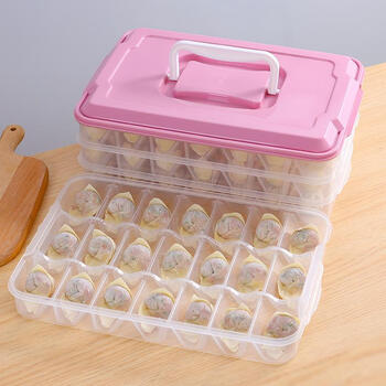 Fantasy dumpling storage box dumpling chaos quick frozen preserved box kitchen refrigerator food freezer box other 0x0x0cm transparent with handle 4 layers 1 cover 84 grids