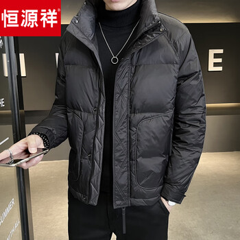 Hengyuanxiang 2026 winter new short stand collar national standard down jacket men's bakery warm jacket black 4xl